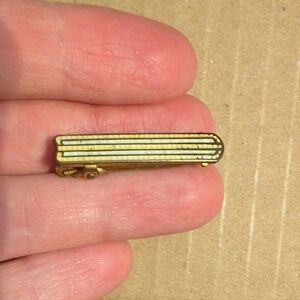Antique Gold Tone Brass Tie Bar Clip Enamel